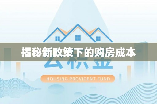 乡城揭秘新政策下的购房成本